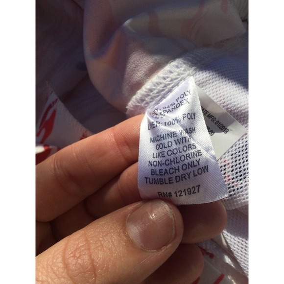 Johnnie-o Mens swim trunks size large drawstring swimming white orange palm tree - Picture 10 of 13